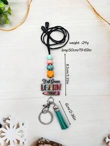 1 件教师节亚克力苹果铅笔吊饰挂绳带流苏，适合学生和教师的学校用品配件万圣节汽车配件包饰可爱哥特 Y2k 万圣节配件教师节圣诞节礼物创意包饰挂绳带身份证夹汽车配件包饰 - 彩色 - 查看 4