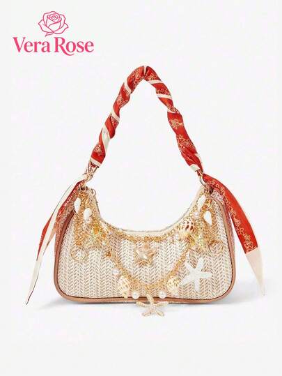 温柔气质简约精致的单肩腋下包，小众经典撞色设计，时尚实用，饰以海星装饰，个性百搭，适合日常旅行、购物和约会。