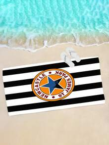 1pc Extra Large 150x200CM Newcastle St James' Park Black And White Striped Pattern Beach Towel/Blanket, Multiple Sizes Available, Quick-Dry Soft Portable Sand-Proof Super Absorbent Microfiber. Football Fan Casual Yoga Picnic, UV Protection; Suitable For Beach, Swimming Pool And Outdoor Activities, Travel Essential, Camping, Yoga, Gym, Sports, Swimming, Suitable For Men And Women. - Black and White Stripes - View 7