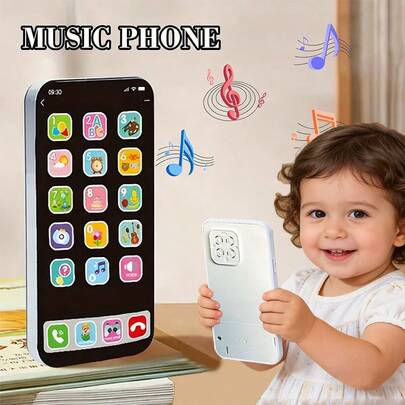 1pc Children's Simulated Smart Phone Toy, Musical Early Education Phone Model With Sound & Light, Christmas & Halloween Gift