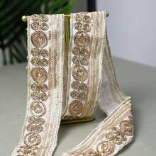 Dây ruy băng trang trí dài 1,5 yard/137cm, vải ren trang trí dùng để thêu trang trí trên trang phục thiểu số. - Trắng - Xem 8