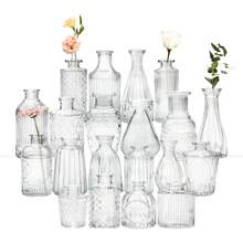 Amber Glass Bud Vases Set Of 20,Small Flower Vases For Wedding Centerpieces,Mini Bud Vases In Bulk Amber Glass Vase For Table Decoration,Home Decor  Bud Vases For Flowers For Rustic Wedding RUC8 - 透明-20個 - 查看 1