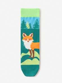 1/5 Pairs Cartoon Mid-Calf Socks, Cute Animal Fox Design Straight Tube Socks, Creative Socks For Women - Multicolor - View 9