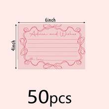 50pcs Pink Bow Greeting Cards, Double-Sided Blank Cards Suitable For Wedding Reception, Bridal Shower, Bride & Groom, Baby Shower, Graduation - View 9