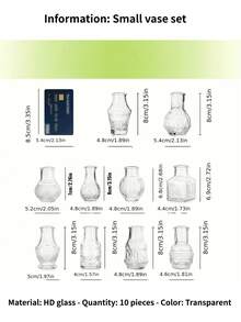 10 件波西米亚玻璃花瓶套装 | 乡村婚礼迷你花瓶、家居和餐桌装饰、圣诞装饰瓶、小型复古玻璃花瓶、散装透明花瓶、扩散瓶、中心装饰、可爱透明花瓶，用于家庭鲜花婚礼装饰 - 彩色 - 查看 5