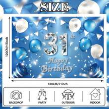 Globos de decoración de fondo para cumpleaños 24, globos de vidrio, confeti, decoración temática para hombres o mujeres, vítores a 24 años, suministros de fiesta, color azul y plateado - 31 - Ver 3