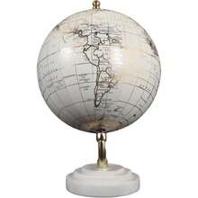 Decorative Globe On Redged Marble Base For Home Or Office Decor - Modern Desktop Globe For Living Room Decor Or Shelf Display - Ornament For Desk, Hallway, Or Coffee Table - 10", White & Gold - 白色 - 查看 6
