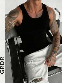 GRDR Men's Summer Thin Sleeveless Narrow Shoulder Tank Top, Suitable For Summer Daily Home And Outdoor Wear - Black - View 2