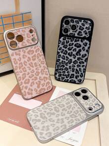 Ốp lưng điện thoại cao cấp lấp lấp lánh họa tiết da báo bảo vệ ống kính cho iPhone 17 Pro Max 16 15 14 Pro Max 13, thời trang, sáng tạo, cá tính. - Màu Xám nhạt - Xem 4