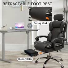 Ergonomic Executive Office Chair, Microfiber Leather Computer Chair With Footrest For Work - 五個輪子的人體工學辦公椅 - 查看 2