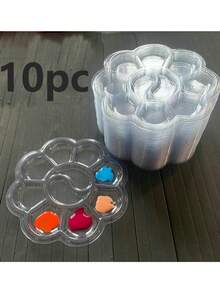 Disposable Children's Painting Color Palette, Transparent Flower-Shaped Watercolor Palette, Non-Stick Plastic Palette Suitable For Kindergarten Art Class, DIY Crafts, School Drawing Activities - Disposable Palette - View 17