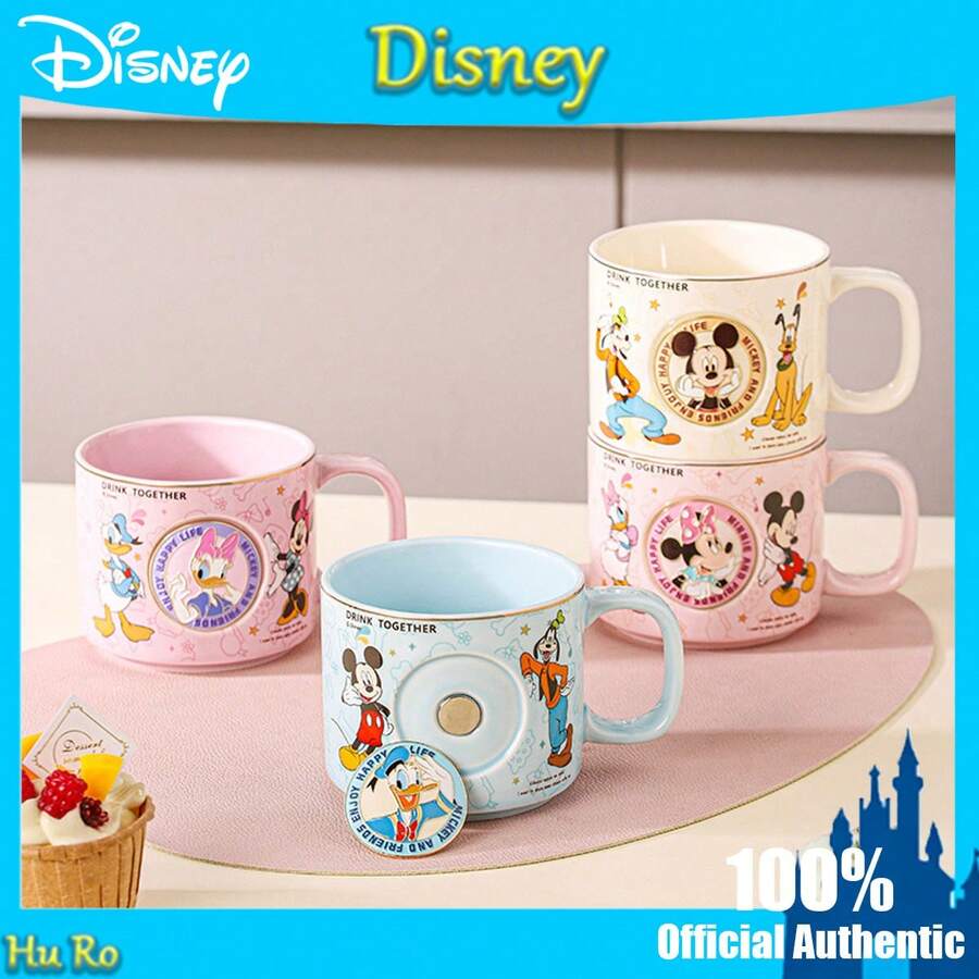 Disney 迪士尼正版米奇情侣咖啡杯，卡通设计带徽章，高品质家用陶瓷杯，礼品及纪念品 - 彩色 - 查看 1