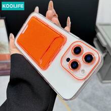 Koolife 1pc Pink Transparent Card Slot Phone Case, Precise Cutouts, Full Protection, Minimalist Soft TPU Material, Suitable For IPhone 11 12 13 14 15 16 17 Pro Max Plus, Cute Minimalist Design, Suitable For Daily Use And Gifts - Pink - View 3