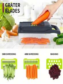 16-In-1 Kitchen Vegetable Chopper Set: Durable Stainless Steel Blade Slicer Dicer With Presser & Container, Versatile Prep Tool For Daily Cooking Holiday Meals, Practical Gift For Home Cooks Newlyweds - Nhiều màu - Xem 3