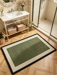1 pieza Alfombra cuadrada con borde verde, blanco y negro, alfombra de baño, felpudo, alfombra pequeña, alfombra, alfombra decorativa de área, alfombra de exterior, alfombra de dormitorio lavable - Multicolor D - Ver 4