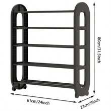 2026 New Shoe Rack Adjuster, 5-Tier Shoe Cabinet Organizer, Unique Design, Easy Assembly, For Wardrobe And Entryway, Black - View 2