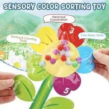 Flower-Shaped Color Sorting Toy Set, Perfect For Enhancing Fine Motor Skills And Color Recognition, Ideal Choice For Parent-Child Interaction - Multicolor - View 3