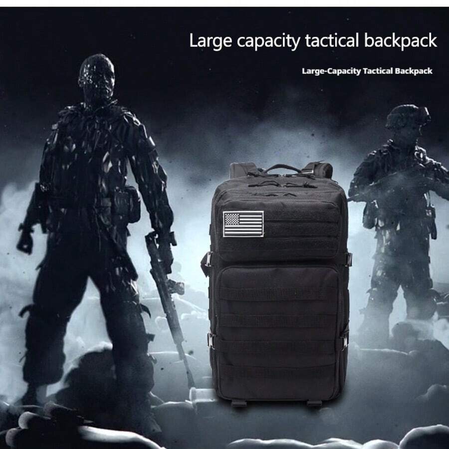 45L Tactical Backpack For Men, Fitness CrossFit Heavy Duty Survival Backpack, MOLLE CCW Assault Pack, 3-Day Escape Backpack, Hiking Hunting Rucksack