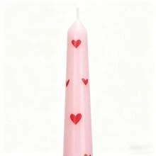 24 PCS Pink Heart Printed Taper Candles 10 Inch, Unscented Smokeless Long Burning Candlesticks With Cotton Wicks, Perfect For Weddings, Home Decor & Mother's Day - 24pcs - View 3