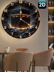 1 Pc 10 Inch/12 Inch Wooden Round Wall Clock, Perfect For Home, Bedroom, Living Room, Etc., Bedroom Wall Clock | Moonlight Theme Decoration | Durable Wall Clock, Living Room Wall Clock - Multicolor - View 1