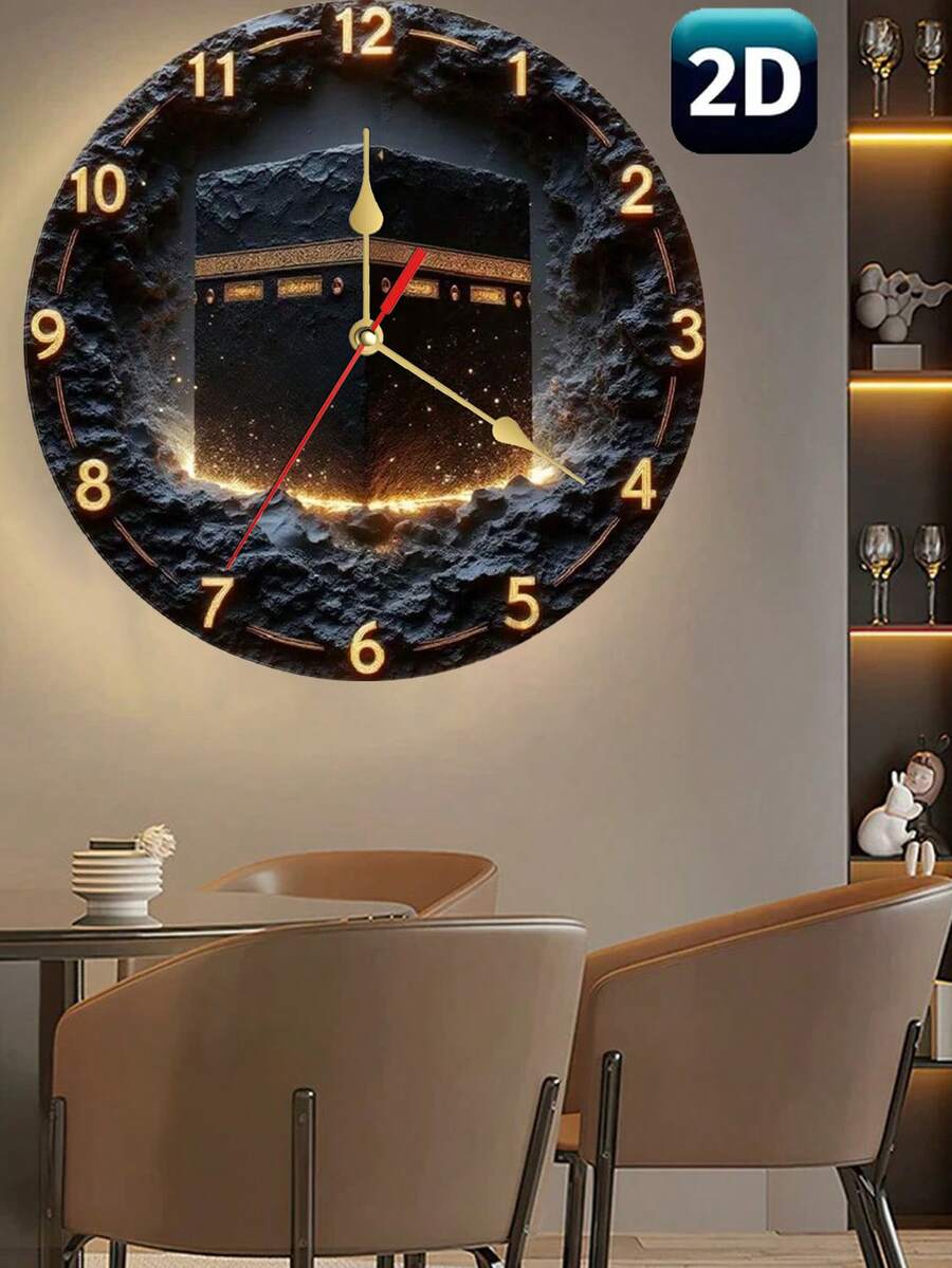 1 Pc 10 Inch/12 Inch Wooden Round Wall Clock, Perfect For Home, Bedroom, Living Room, Etc., Bedroom Wall Clock | Moonlight Theme Decoration | Durable Wall Clock, Living Room Wall Clock - Multicolor - View 1