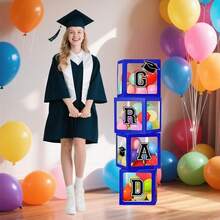 Juego de cajas de luz para decoración de graduación 2025, suministros de fiesta de soltero para collage, celebración de la escuela secundaria (sin globos, azul) - Negro 2 - Ver 1