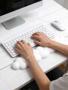 Cloud-Shaped Gradient Keyboard Wrist Rest, Ergonomic Thick Leather Wrist Pad With Anti-Slip PU Base, Relieves Wrist Pain During Office Work And Study - View 9