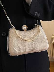 BAILEE Brand New Elegant And Luxurious Shiny Evening Party Shoulder Bag, Featuring Metal Design With Faux Pearl Clasp And Metal Handle. Detachable Metal Shoulder Strap Showcases Exquisite Quality. Can Be Used As Shoulder Bag Or Crossbody Bag, Suitable For Office, Party, Outfit Matching, Travel, Photography And Other Occasions. An Ideal Gift For Family, Friends And Loved Ones On Holidays, Surprises, Birthdays And Special Occasions. - Multicolor - View 5