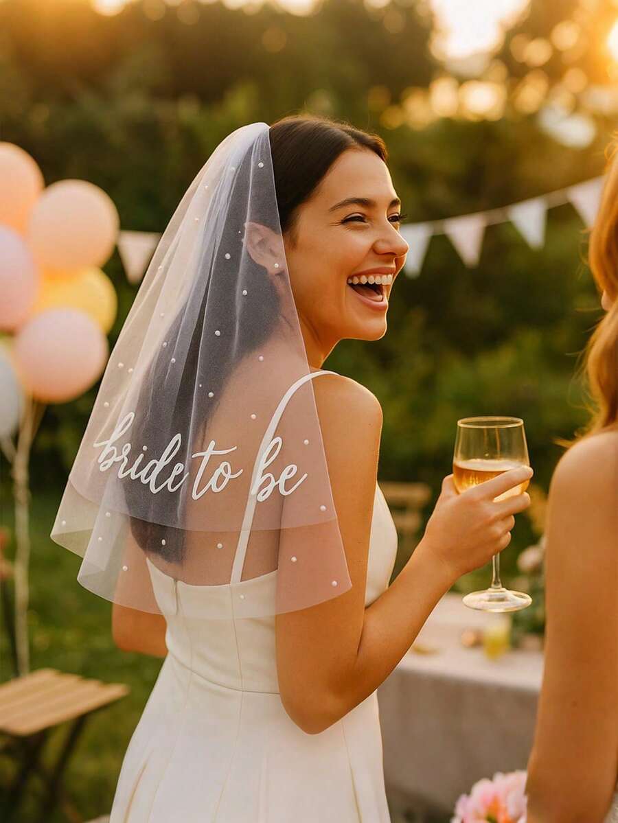 1 chiếc cài tóc cô dâu màu trắng thanh lịch kèm lược cài, thêu chữ "Bride", thích hợp cho tiệc phù dâu, cô dâu, đám cưới và các dịp khác. - Nhiều màu - Xem 1