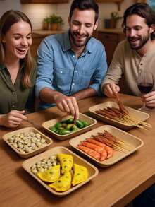 Bộ 5/50 hộp đựng thức ăn bằng giấy dùng một lần, khay nướng chống dầu, khay sushi, đĩa khai vị, đồ dùng tiệc tùng, thích hợp cho tiệc nướng ngoài trời, cắm trại và ăn uống. - Nhiều màu - Xem 2