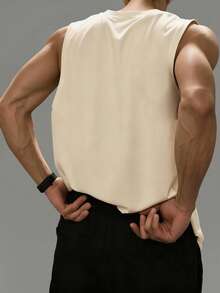 Camiseta de tirantes de cuello redondo con estampado de línea de latido del corazón, versátil y casual para hombre, verano - Albaricoque - Ver 2