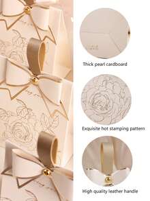10 piezas Cajas de regalo con lazo francés de papel de aluminio con asas, cajas de boda creativas, cajas de regalo pequeñas de lujo para fiestas, papel perla grueso + patrón de papel de aluminio + asas de cuero de alta calidad. Ideal para regalar, adecuado para cumpleaños, bodas y otras ocasiones. - Multicolor - Ver 11