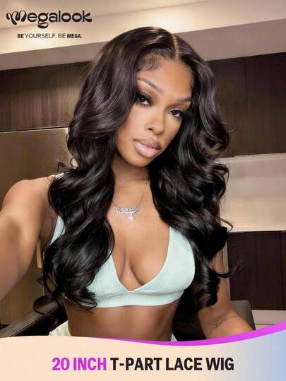 MEGALOOK 100% Human Hair Wavy Wig - Pre-Cut 6 Inch Deep, Glueless, Seamless Wig, Pre-Bleached & Pre-Trimmed, Easy To Wear, 180% Density, 6x6 Lace Part, Natural Color For Daily Use, Suitable For Beginners, Natural Looking, Daily Office, Halloween Party, Y2K Style, Vacation, Outdoor, Campus, Holiday, Christmas, Wedding For Women