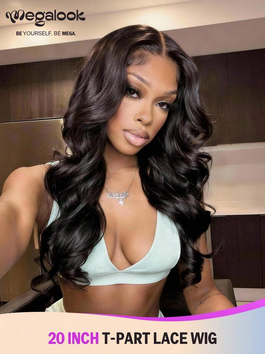 MEGALOOK 100% Human Hair Wavy Wig - Pre-Cut 6 Inch Deep, Glueless, Seamless Wig, Pre-Bleached & Pre-Trimmed, Easy To Wear, 180% Density, 6x6 Lace Part, Natural Color For Daily Use, Suitable For Beginners, Natural Looking, Daily Office, Halloween Party, Y2K Style, Vacation, Outdoor, Campus, Holiday, Christmas, Wedding For Women - SNatural - View 1