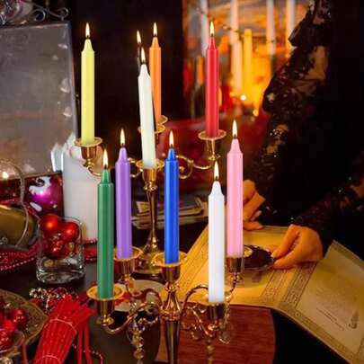 40pcs 4-Inch Spell Candles, Ceremonial Colorful Slim Candles For Birthdays And Decorations, 10 Vibrant Colors, Unscented Mini Bulk Candles, Suitable For Wind Chimes, Witchcraft, Altars, Magic, And Occult Supplies