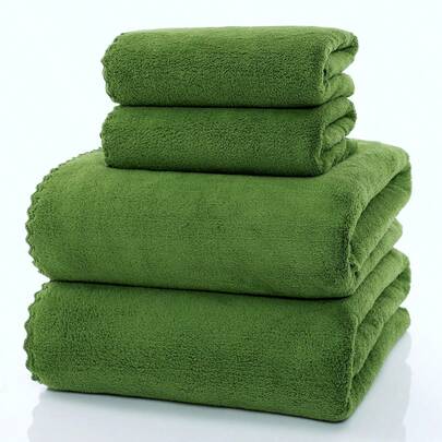 1pc/2pcs/4pcs Coral Fleece Solid Color Soft Absorbent Non-Shedding Lightweight Home Use Couple Towel, Quick Dry Hair/Face/Bath Towel, 34*75cm Hand Towel 1pc Or 70*140cm Bath Towel 1pc Or 40*80cm Large Hand Towel 1pc Or 80*170cm Large Bath Towel 1pc