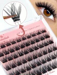 60pcs Self-Adhesive False Eyelashes, Press-On Lash Clusters, Natural Look, 10-16mm, No Glue Needed, Easy To Wear - 黑色 - 查看 2