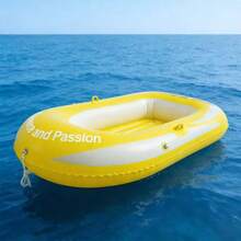 Bote inflable amarillo, bote de pesca inflable grueso para camping y pesca al aire libre, bote flotante inflable portátil, de doble uso como piscina en el mar, flotador de piscina, artículos esenciales de playa - Barco amarillo de un solo barco - Ver 5