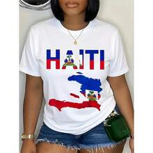 100% Cotton Unisex Happy Haitian Flag Day Cool Haiti Flag Map Haitian Pride T-Shirt Graphic Tees Say You Swear Grunge Album 67 Eat Sleep Goon Repeat 90s Good Casual Short Sleeve Rifle Quick-Dry Moisture-Wicking Crew Vintage In Utero Print Animesummer Outfits For Women - 白色 - 查看 8