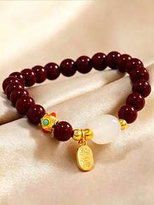 YAUKIA 1 Pulsera Roja De Cuentas Estilo Chino 'na Fu' Con Colgante, Regalo Afortunado Para La Pareja Y Para El Festival - Rojo - Ver 10