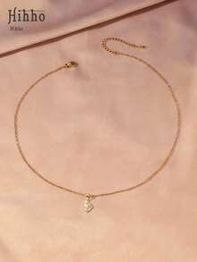 Hihho 1pc Compass Star-Shaped Pendant, Square Curved Design Fully Inlaid With Zirconia, Center Main Diamond Paired With Cross Star Line, Symmetrical Structure, Elegant & Chic Daily Wear For Women - Starlight - View 6