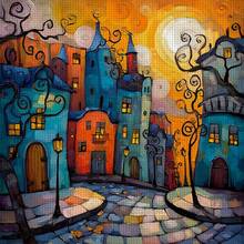 1 Set - Vibrant Town Cross Stitch Kit (No Frame), DIY Needlework Art Materials, 11CT Cross Stitch Decorative Painting, Creative Handmade Gift. Complete Home Decor Printed Cross Stitch Craft, Suitable For Home Decor Knitting Art. Frame Not Included - Bright and Beautiful Winding Alley Town - View 15