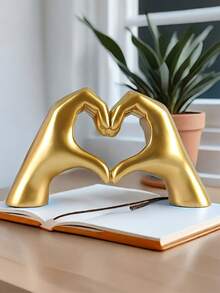 1pc Gold Heart-Shaped Finger Gift - Harmonica, Resin Craft, Bedroom Desk Sculpture Decor, Study/Desk Decoration, Birthday Gift, New Home Decor, Wedding Ornament, Holiday Gift - Multicolor - View 11