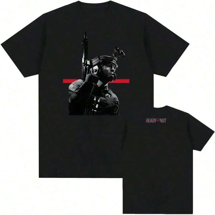 Judge Graphic T-Shirt Game Ready Or Not Tshirts Short Sleeve Cotton Male T Shirt Unisex Streetwear Hsummer Outfits For Women100 Percent Cotton Anime Shirt Vintage T Shirts - 黑色 - 查看 1