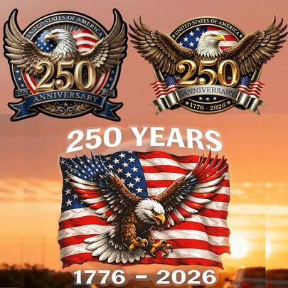 2pcs 250th Anniversary Of US Independence Bald Eagle Car Stickers - Metallic American Flag Eagle Design Stickers For Cars, Trucks And SUVs, Patriotic Auto Decor For Fuel Tank, Windows And Bumpers, Great Gift For Veterans, Patriots And History Buffs On Independence Day And Memorial Day