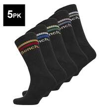 Bench - 5 Pairs Mens Crew Cotton Socks - Breathable Sport Athletic Socks - Black - View 1