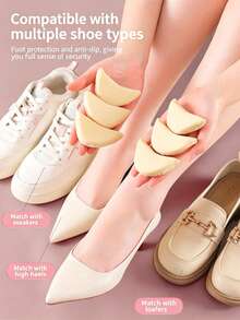Ultra Soft Shoe Toe Inserts, Foam Half-Size Pads, High Heel Loafer Heel Grips, Toe Protection Anti-Friction Adjustable Forefoot Pads - Apricot - View 10