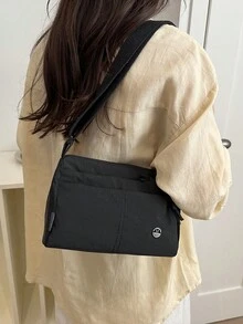 2026夏季新款尼龙多口袋斜挎包，大容量女士单肩包，休闲尼龙通勤小包 - 黑色 - 查看 5