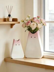 1pc Adorable Cat-Shaped Gradient Pink And White Vase, A Nordic-Style Home Decor Item, Suitable For Living Rooms, Entryways, And Desktop Flower Arrangements. - Pink Standing Cat - View 5