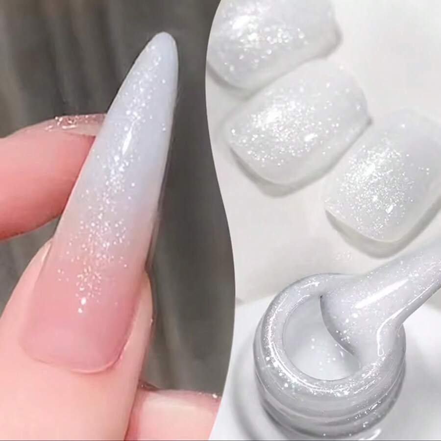 MISS MIANEL Sơn móng tay gel từ tính mắt mèo MAINEL 12ml/chai, sản phẩm mới, không cần lớp sơn lót, sơn móng tay pha lê mắt mèo hạt thủy tinh bạc, móng trong suốt, móng trắng đa năng phổ biến, móng dễ thương, sơn móng tay UV LED.